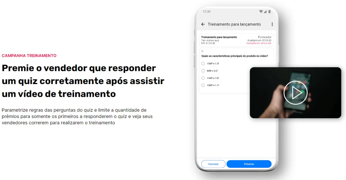 Tela de celular mostrando uma campanha de incentivo